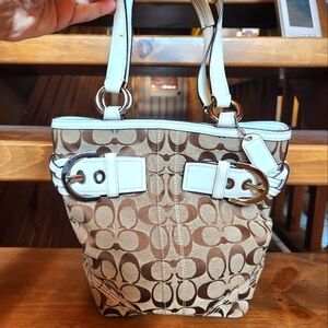 Coach Signature Mono Tote Canvas shoulder bag.